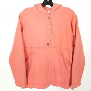 CMC by Color Me Cotton Women Hoodie Pullover Sz XL Peach Button Neck Boho USA